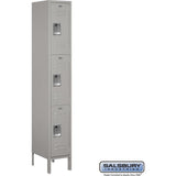 12" Wide Triple Tier Standard Metal Locker - 1 Wide - 6 Feet High - 15" Deep by Salsbury