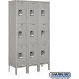 12" Wide Triple Tier Standard Metal Locker - 3 Wide - 5 Feet High - 12" Deep by Salsbury