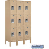 12" Wide Triple Tier Standard Metal Locker - 3 Wide - 5 Feet High - 12" Deep by Salsbury