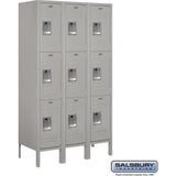12" Wide Triple Tier Standard Metal Locker - 3 Wide - 5 Feet High - 15" Deep by Salsbury