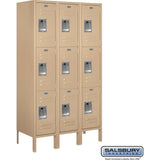 12" Wide Triple Tier Standard Metal Locker - 3 Wide - 5 Feet High - 15" Deep by Salsbury