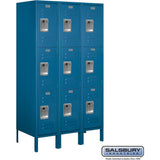 12" Wide Triple Tier Standard Metal Locker - 3 Wide - 5 Feet High - 18" Deep by Salsbury