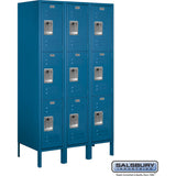 12" Wide Triple Tier Standard Metal Locker - 3 Wide - 5 Feet High - 18" Deep by Salsbury