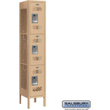 12" Wide Triple Tier Vented Metal Locker - 1 Wide - 5 Feet High - 12" Deep by Salsbury