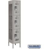 12" Wide Triple Tier Vented Metal Locker - 1 Wide - 5 Feet High - 15" Deep by Salsbury