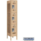 12" Wide Triple Tier Vented Metal Locker - 1 Wide - 5 Feet High - 15" Deep by Salsbury