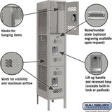12" Wide Triple Tier Vented Metal Locker - 1 Wide - 5 Feet High - 18" Deep by Salsbury