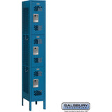 12" Wide Triple Tier Vented Metal Locker - 1 Wide - 6 Feet High - 12" Deep by Salsbury