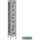 12" Wide Triple Tier Vented Metal Locker - 1 Wide - 6 Feet High - 12" Deep by Salsbury