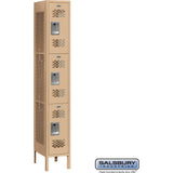 12" Wide Triple Tier Vented Metal Locker - 1 Wide - 6 Feet High - 12" Deep by Salsbury
