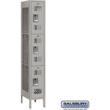 12" Wide Triple Tier Vented Metal Locker - 1 Wide - 6 Feet High - 15" Deep by Salsbury