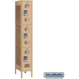 12" Wide Triple Tier Vented Metal Locker - 1 Wide - 6 Feet High - 15" Deep by Salsbury