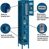12" Wide Triple Tier Vented Metal Locker - 1 Wide - 6 Feet High - 15" Deep by Salsbury