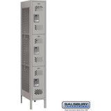 12" Wide Triple Tier Vented Metal Locker - 1 Wide - 6 Feet High - 18" Deep by Salsbury