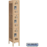 12" Wide Triple Tier Vented Metal Locker - 1 Wide - 6 Feet High - 18" Deep by Salsbury