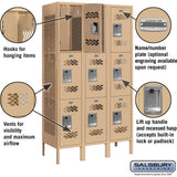 12" Wide Triple Tier Vented Metal Locker - 3 Wide - 5 Feet High - 15" Deep by Salsbury