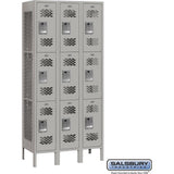 12" Wide Triple Tier Vented Metal Locker - 3 Wide - 6 Feet High - 12" Deep by Salsbury