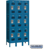 12" Wide Triple Tier Vented Metal Locker - 3 Wide - 6 Feet High - 12" Deep by Salsbury