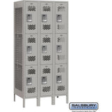 12" Wide Triple Tier Vented Metal Locker - 3 Wide - 6 Feet High - 18" Deep by Salsbury