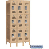 12" Wide Triple Tier Vented Metal Locker - 3 Wide - 6 Feet High - 18" Deep by Salsbury