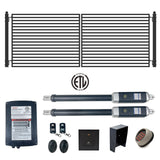 Aleko Automated Steel Dual Swing Driveway Gate and Gate Opener Complete Kit – MILAN Style – 12 x 6 Feet - ETL Listed