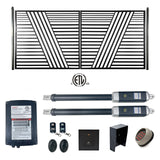 Aleko Automated Steel Dual Swing Driveway Gate and Gate Opener Complete Kit – ETL Listed - Sofia Style – 12 x 6 Feet