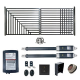 Aleko Automated Steel Dual Swing Driveway Gate and Gate Opener Complete Kit – ETL Listed - Kyiv Style – 14 x 6 Feet