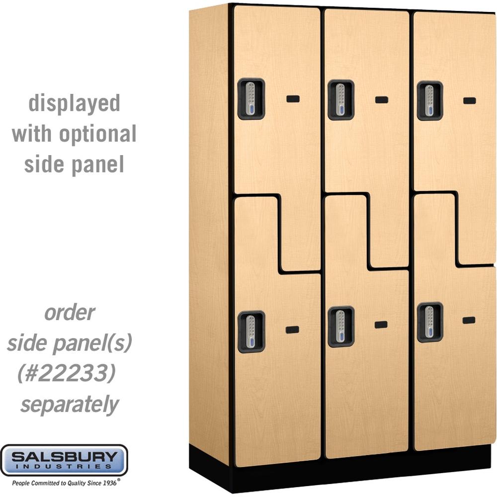 15" Wide Double Tier 'S' Style Designer Wood Locker - 3 Wide - 6 Feet High - 18" Deep by Salsbury