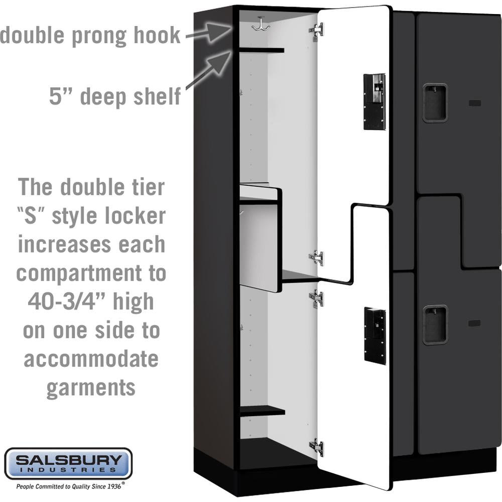 15" Wide Double Tier 'S' Style Designer Wood Locker - 3 Wide - 6 Feet High - 18" Deep by Salsbury