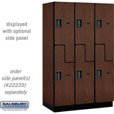 15" Wide Double Tier 'S' Style Designer Wood Locker - 3 Wide - 6 Feet High - 21" Deep by Salsbury