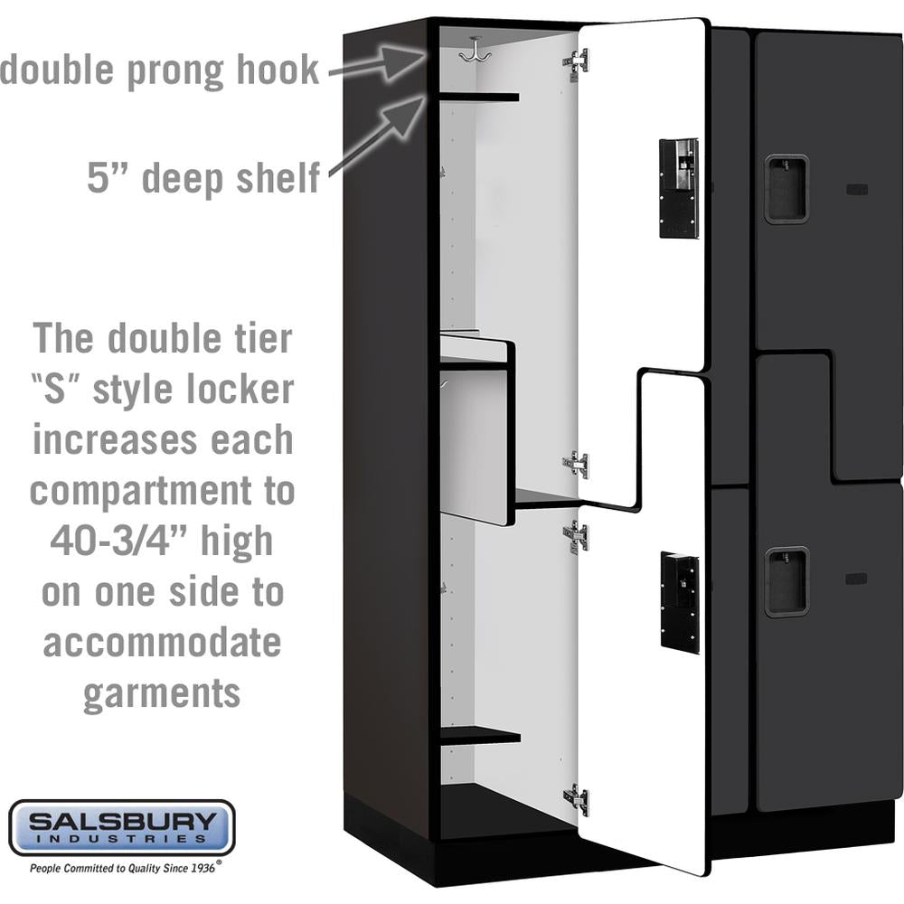 15" Wide Double Tier 'S' Style Designer Wood Locker - 3 Wide - 6 Feet High - 21" Deep by Salsbury