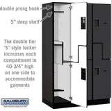 15" Wide Double Tier 'S' Style Designer Wood Locker - 3 Wide - 6 Feet High - 21" Deep by Salsbury