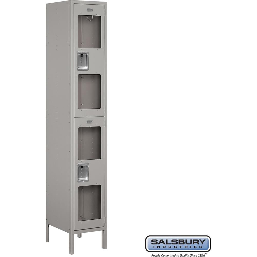 15" Wide Double Tier See-Through Metal Locker - 1 Wide - 6 Feet High - 15" Deep by Salsbury
