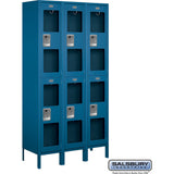 15" Wide Double Tier See-Through Metal Locker - 3 Wide - 6 Feet High - 15" Deep by Salsbury