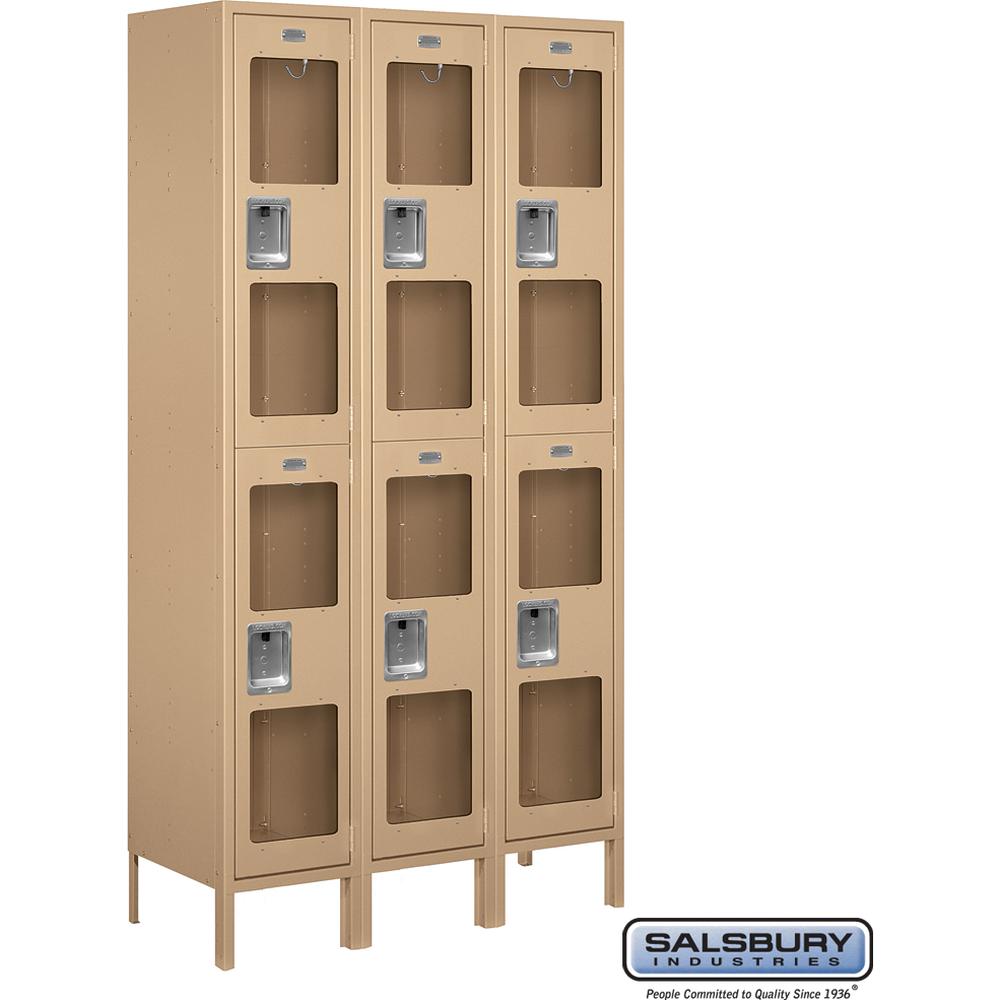 15" Wide Double Tier See-Through Metal Locker - 3 Wide - 6 Feet High - 15" Deep by Salsbury