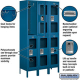 15" Wide Double Tier See-Through Metal Locker - 3 Wide - 6 Feet High - 15" Deep by Salsbury