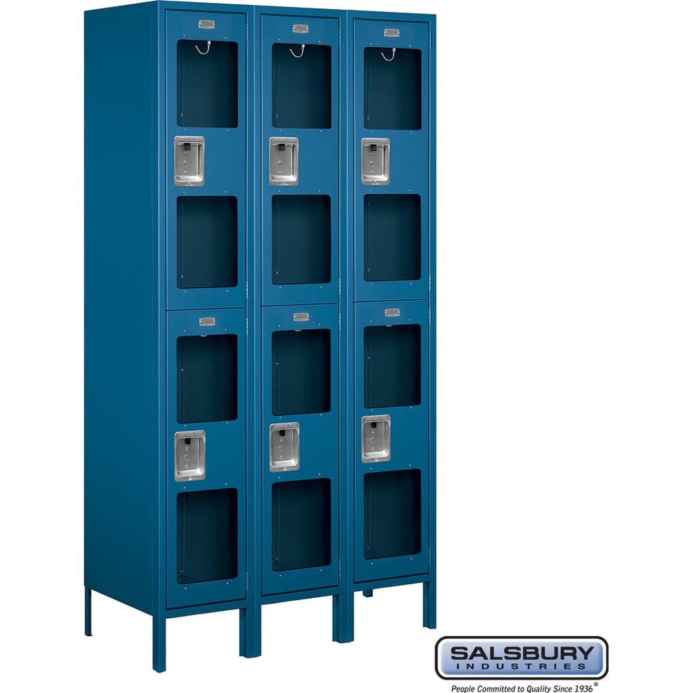 15" Wide Double Tier See-Through Metal Locker - 3 Wide - 6 Feet High - 18" Deep by Salsbury