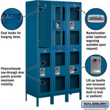 15" Wide Double Tier See-Through Metal Locker - 3 Wide - 6 Feet High - 18" Deep by Salsbury