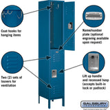 15" Wide Double Tier Standard Metal Locker - 1 Wide - 6 Feet High - 15" Deep by Salsbury