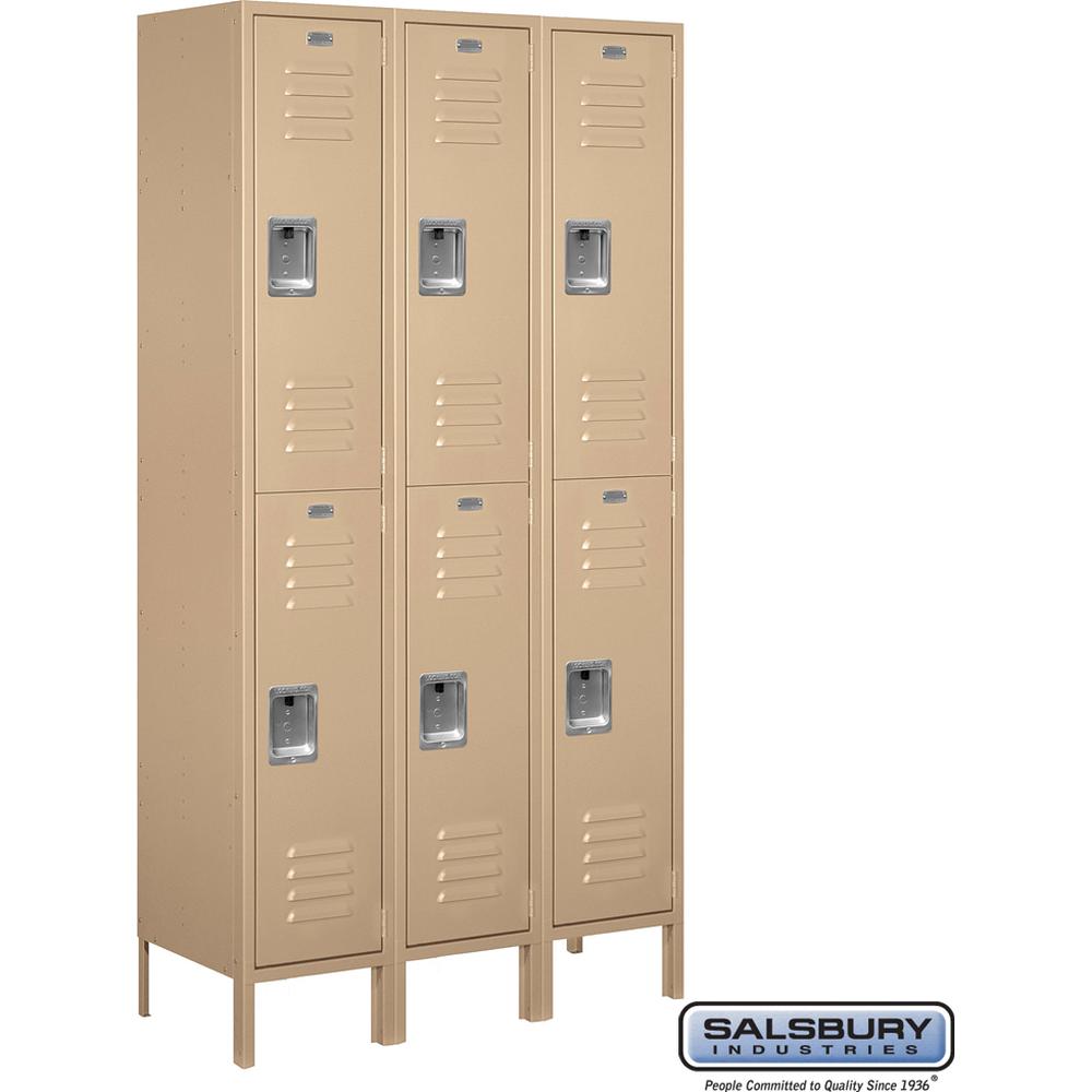 15" Wide Double Tier Standard Metal Locker - 3 Wide - 6 Feet High - 15" Deep by Salsbury