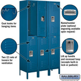 15" Wide Double Tier Standard Metal Locker - 3 Wide - 6 Feet High - 15" Deep by Salsbury