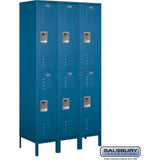 15" Wide Double Tier Standard Metal Locker - 3 Wide - 6 Feet High - 18" Deep by Salsbury