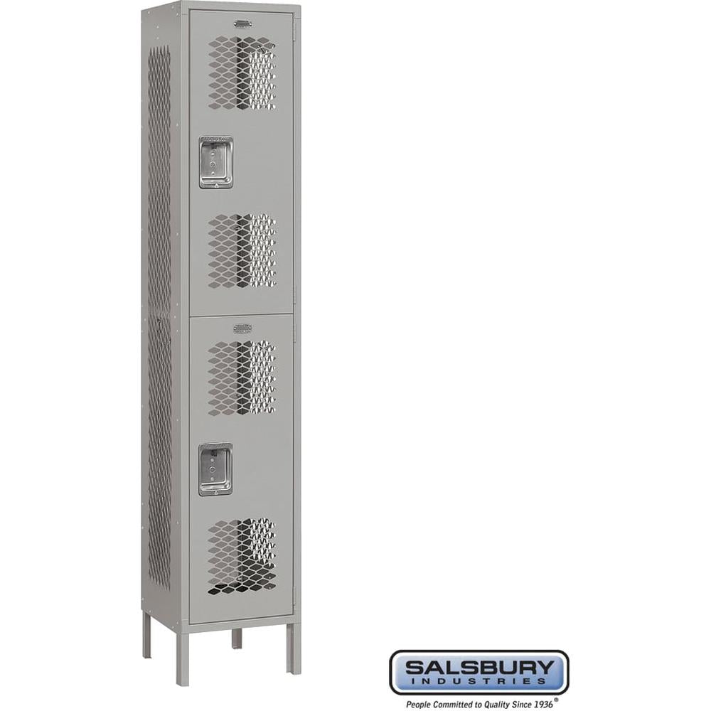 15" Wide Double Tier Vented Metal Locker - 1 Wide - 6 Feet High - 15" Deep by Salsbury