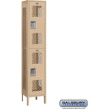 15" Wide Double Tier Vented Metal Locker - 1 Wide - 6 Feet High - 15" Deep by Salsbury