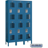 15" Wide Double Tier Vented Metal Locker - 3 Wide - 6 Feet High - 15" Deep by Salsbury