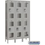 15" Wide Double Tier Vented Metal Locker - 3 Wide - 6 Feet High - 15" Deep by Salsbury