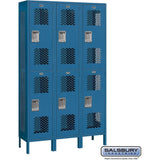15" Wide Double Tier Vented Metal Locker - 3 Wide - 6 Feet High - 15" Deep by Salsbury