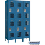 15" Wide Double Tier Vented Metal Locker - 3 Wide - 6 Feet High - 18" Deep by Salsbury