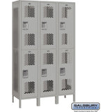 15" Wide Double Tier Vented Metal Locker - 3 Wide - 6 Feet High - 18" Deep by Salsbury