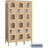 15" Wide Double Tier Vented Metal Locker - 3 Wide - 6 Feet High - 18" Deep by Salsbury